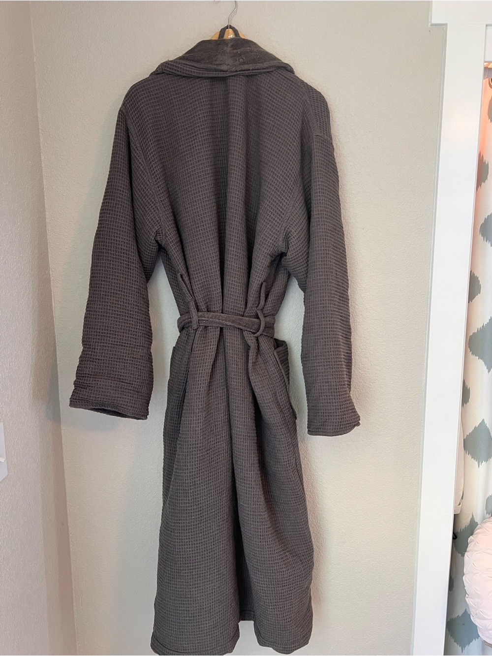 Pottery Barn Charcoal Waffle Robe with Plush Shawl Collar - Picture 2 of 7